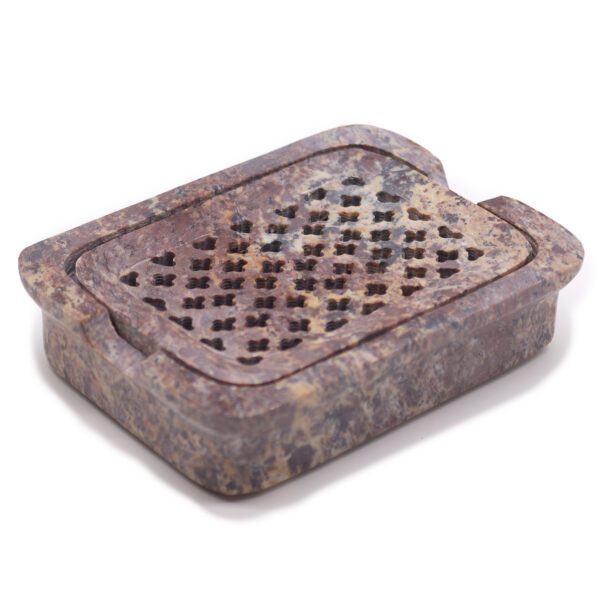 Mydelniczka z Kamienia Mydlanego z Odpływem 11x8cm – Klasyczna Kwadratowa