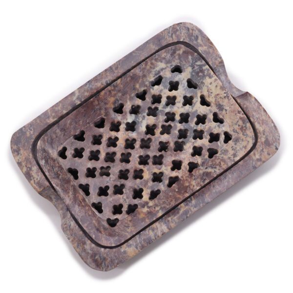 Mydelniczka z Kamienia Mydlanego z Odpływem 11x8cm – Klasyczna Kwadratowa - obrazek 2