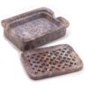 Mydelniczka z Kamienia Mydlanego z Odpływem 11x8cm – Klasyczna Kwadratowa - obrazek 4