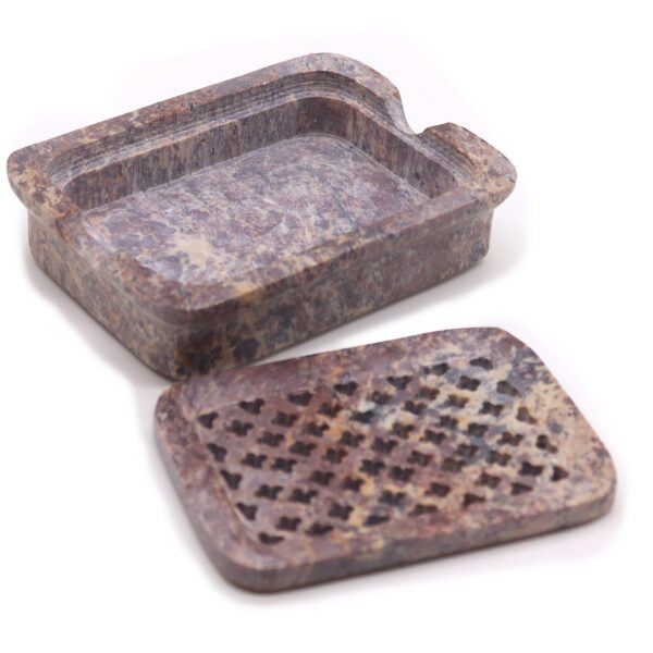 Mydelniczka z Kamienia Mydlanego z Odpływem 11x8cm – Klasyczna Kwadratowa - obrazek 4