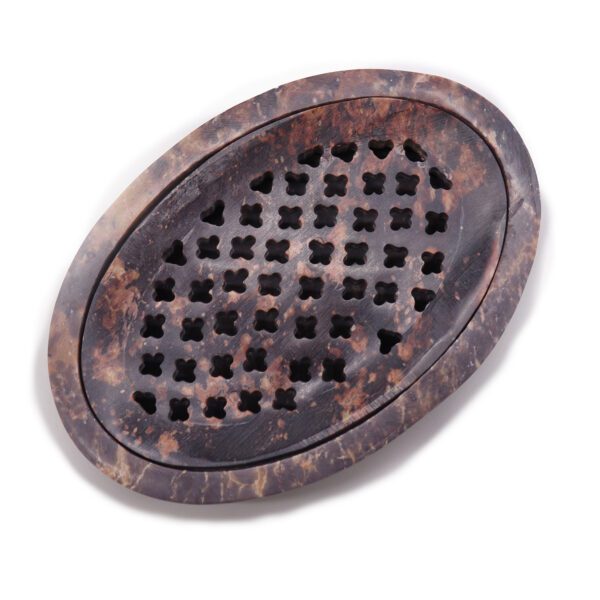 Mydelniczka z Kamienia Mydlanego z Odpływem 11x8cm – Klasyczna Owalna - obrazek 3