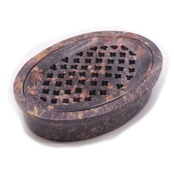 Mydelniczka z Kamienia Mydlanego z Odpływem 11x8cm – Klasyczna Owalna