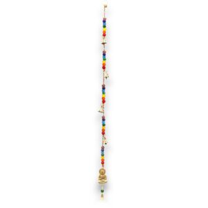 Indyjskie Dzwonki Wietrzne – Mosiężny Budda z Koralikami Czakry – Sznur Dzwonków – 53 cm