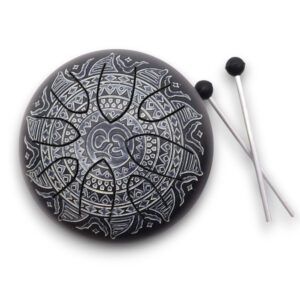Stalowy Bęben Szczęścia Grawerowany OM Mandala – 16 cm