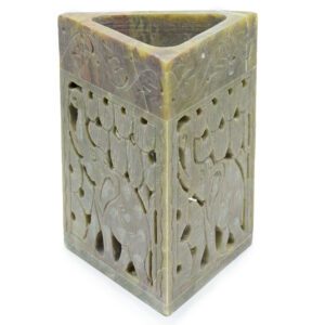 Trójkątny Kominek z Kamienia Mydlanego 11x9 cm – Słoń