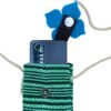 Torba na Telefon w Paski Zielona - dekoracja kwiatowa - obrazek 2