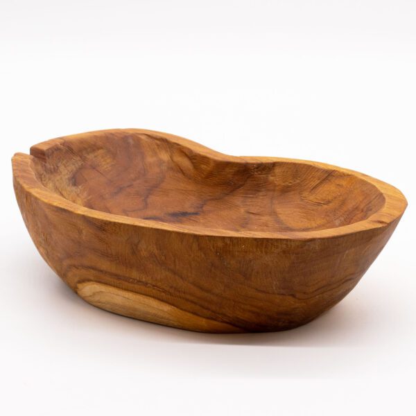 Naturalna Misa na Owoce z Drewna Tekowego o Nieregularnym Kształcie – 31x22x8 cm - obrazek 3