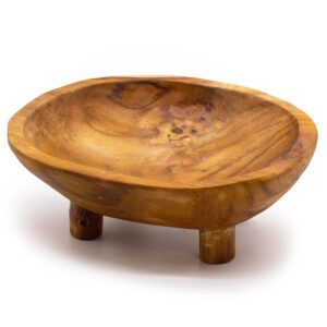 Mała Misa na Owoce z Drewna Tekowego na Nóżkach – 30x23x10 cm