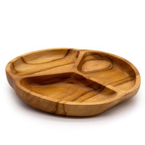 Mała Misa na Owoce z Drewna Tekowego z Trzema Przegrodami – 30x4 cm