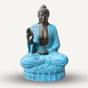 Duży Turkusowy i Kamienny Budda Nauczający na Lotosie – 2 m