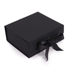 Składane Pudełko Prezentowe – Średnie Kwadratowe – Czarne (20x18,2x8 cm)