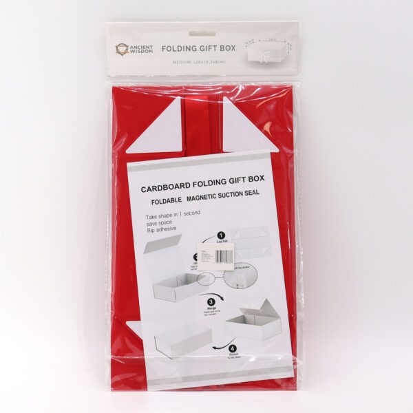 Flat Pack Gift Box - Medium Square (20x18.2x8cm) - Red - obrazek 2