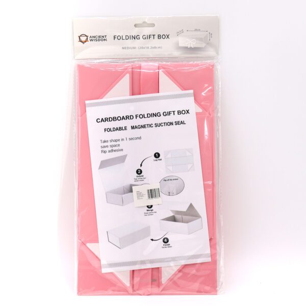 Flat Pack Gift Box - Medium Square (20x18.2x8cm) - Pink - obrazek 2