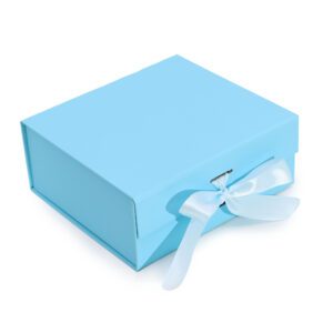 Składane Pudełko Prezentowe – Średnie Kwadratowe – Błękitne (20x18,2x8 cm)
