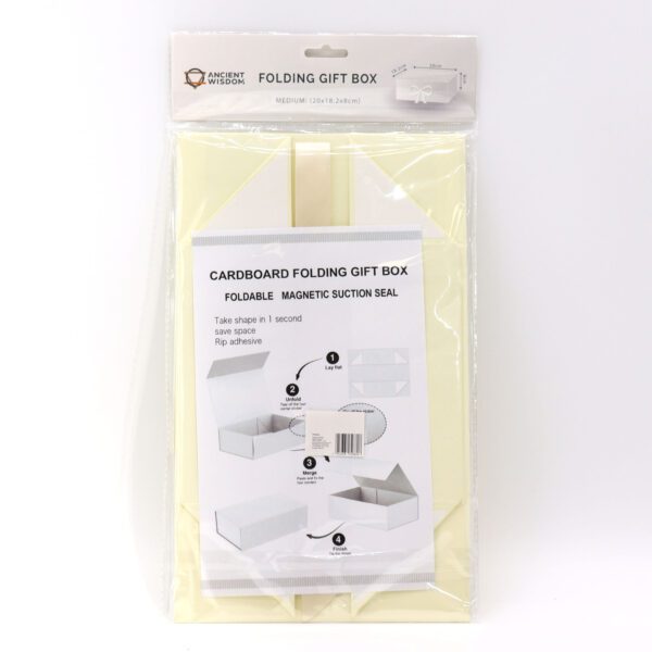Flat Pack Gift Box - Medium Square (20x18.2x8cm) - Ivory - obrazek 2