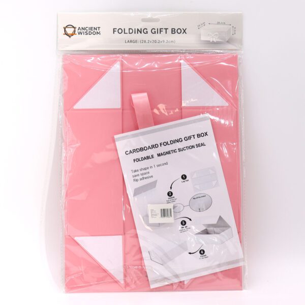 Flat Pack Gift Box - Large  (28.2x20.2x9.2cm) - Pink - obrazek 2