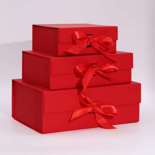 Flat Pack Gift Box - Large  (28.2x20.2x9.2cm) - Red - obrazek 5