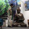 Duży Złoty Antyczny Budda Medytujący w Stupie – 1,5 m - obrazek 5