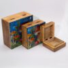 Małe Emaliowane Kwadratowe Pudełko 10x10x4,2 cm - Motyw Grzybów Turkusowy - obrazek 3