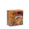 Małe Emaliowane Kwadratowe Pudełko 10x10x4,2 cm - Motyw Grzybów Bordowy