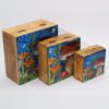 Małe Emaliowane Kwadratowe Pudełko 10x10x4,2 cm - Motyw Grzybów Turkusowy - obrazek 4