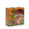 Średnie Kwadratowe Pudełko 13,5x13,5x6 cm - Motyw Grzybów Bordowy