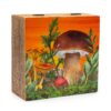 Duże Kwadratowe Pudełko 15x17,5x8 cm - Motyw Grzybów Bordowy