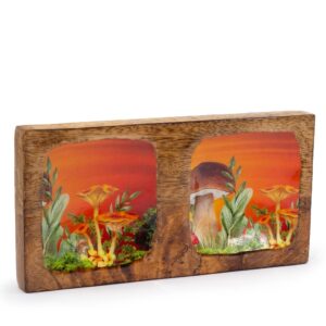 Podwójna Tacka na Drobiazgi 20x10x2,5 cm - Motyw Grzybów Bordowy
