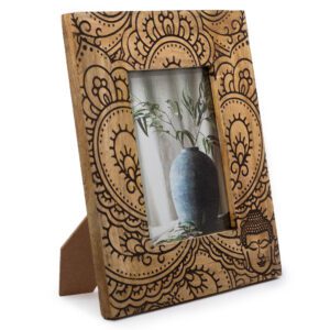 Duża Ramka na Zdjęcia z Drewna Mango (na 13x18 cm) 28x23x2 cm – Budda – Czarna