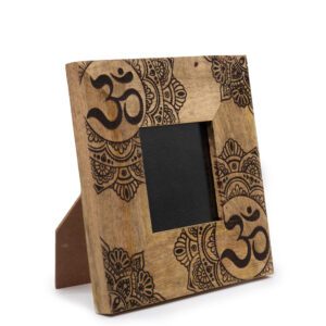 Mała Ramka na Zdjęcia z Drewna Mango (na 10x15 cm) 20x20x2 cm – Mandala – Czarna