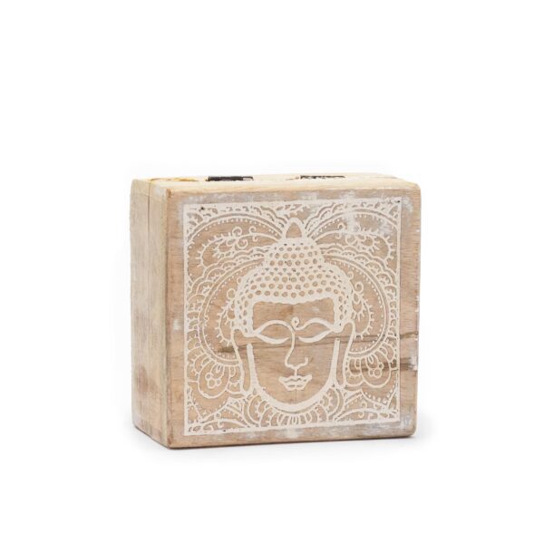 Małe Kwadratowe Pudełko 10x10x4,2 cm - Twarz Buddy Whitewash
