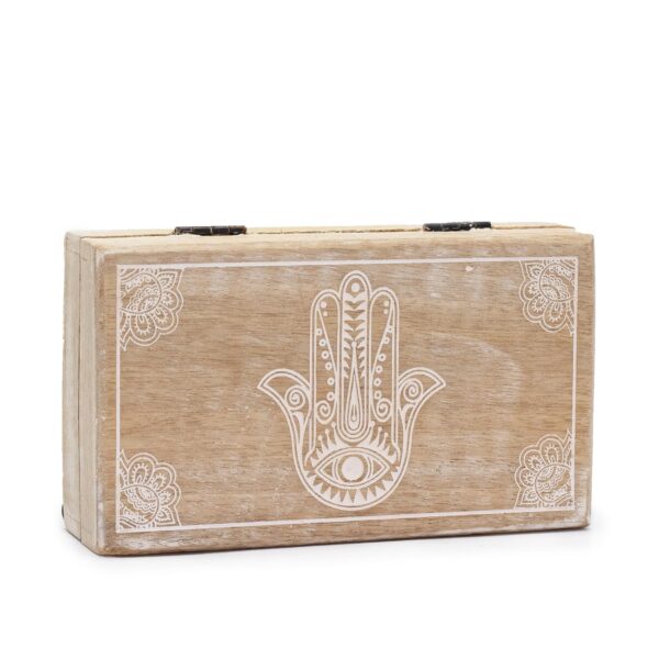 Średnie Kwadratowe Pudełko 17x10x4,2 cm - Hamsa Whitewash