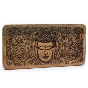 Długa Tacka 30x15x2,5 cm - Twarz Buddy Czarny Grawer