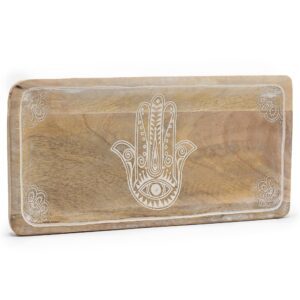 Długa Tacka 30x15x2,5 cm - Wzór Hamsy Whitewash