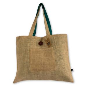 Duża Dwustronna Torba Jutowo-Bawełniana – Turkusowa