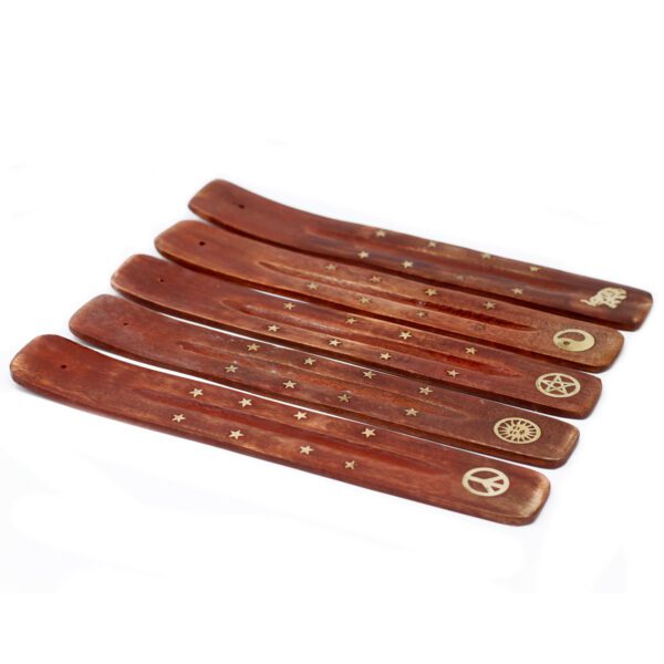 Podstawka z drewna mango z inkrustacją z mosiądzu