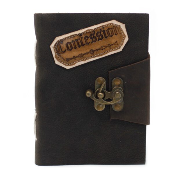 Skórzany Notes Czarna Spowiedź z Zamkiem 18x13 cm - obrazek 5