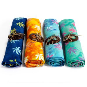 Sarong Bali z Odbitką Blokową - Tropikalne Liście (4 Różne Kolory)