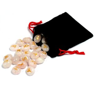 Runy Indyjskie w Woreczku – Kwarc Różowy