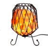 Ażurowy brazier z soli kamiennej – lampa z kablem i żarówką – różowa sól