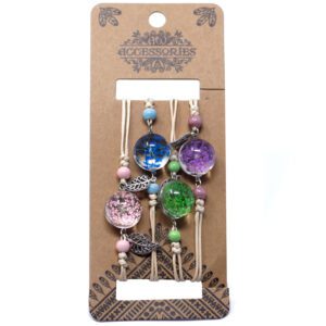 Bransoletka z kwiatem i liściem w żywicy