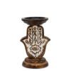 Drewniany Świecznik z Mango – Hamsa – Mały 18x11cm