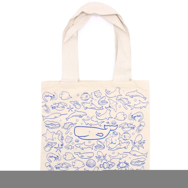 Duża Bawełniana Torba na Zakupy – 38x42cm – Życie w Morzu – 10oz