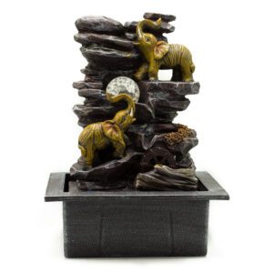 fontanna stołowa słonie kryształowa kula koło wodne