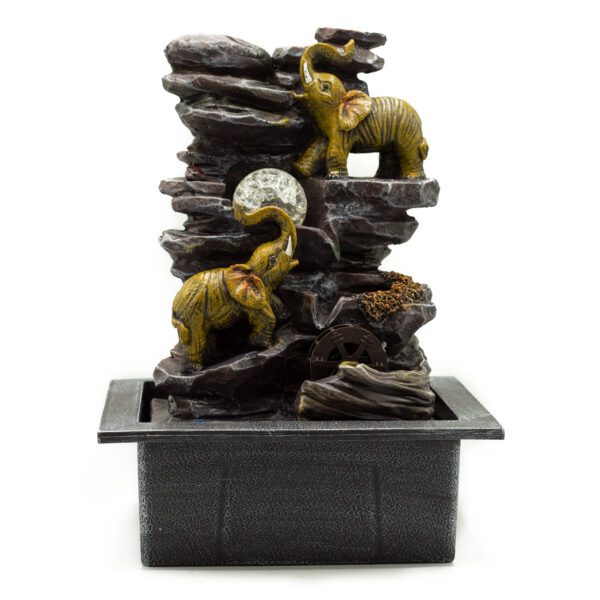 fontanna stołowa słonie kryształowa kula koło wodne