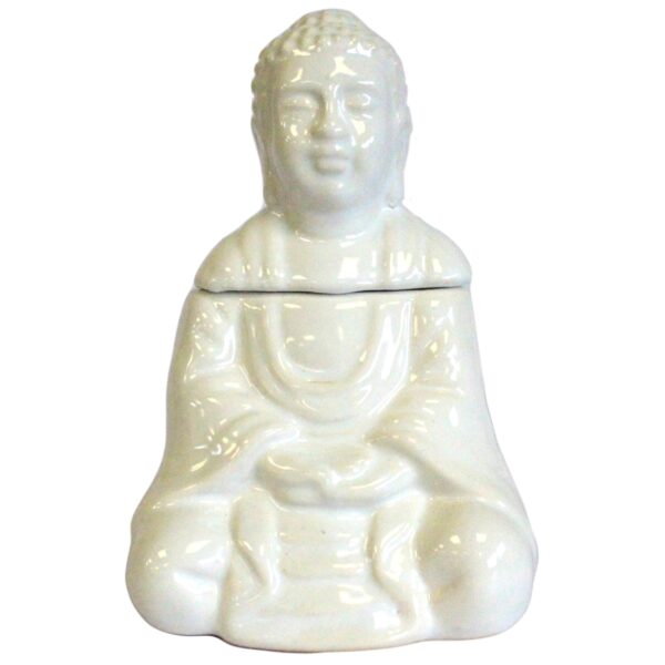Kominek do olejków Siedzący Buddha – Biały