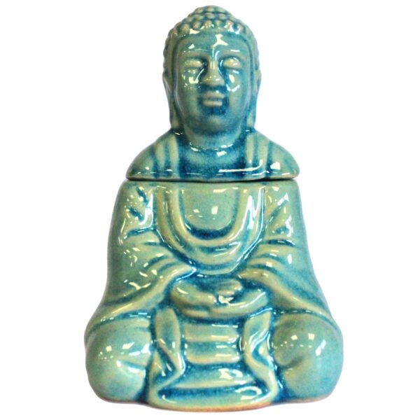 Kominek do olejków Siedzący Buddha – Niebieski