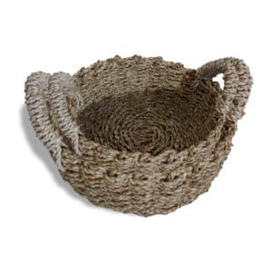 Kosze z liści bananowca i szarej rafii – Zestaw 2 szt.