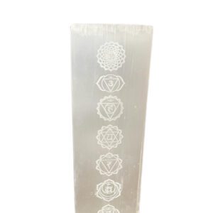 Lampa Blokowa z Selenitu 25 cm – Czakry