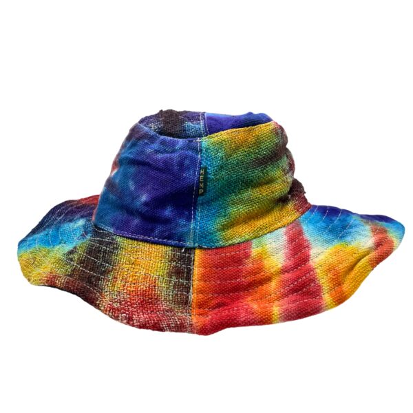 Łatany i Usztywniany Kapelusz Festiwalowy z Konopi i Bawełny – Tiedye